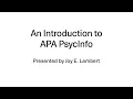 Introduction to APA PsycInfo
