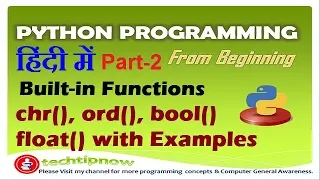 Built in Function In Python Programming in Hindi Urdu chr ord bool float function part-2