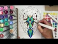 Geometric Wolf Coloring Raw Unedited Cheap Markers ASMR