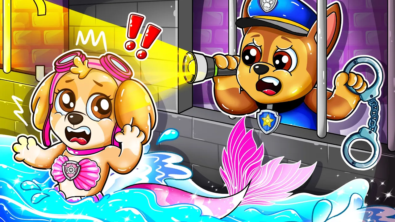 Police CHASE & SKYE Mermaid Prisoner?! Please Let Me Out? - Paw Patrol Ultimate Rescue - Rainbow 3