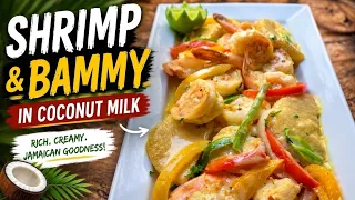 shrimp and bammy in coconut milk jamaican style shrimp