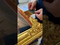 Download Lagu Laying gold leaf on a handmade frame #woodcarving #satisfying #art #gilding #gold #restoration #wood