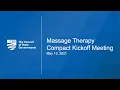 Massage Therapy Interstate Compact Kickoff Meeting