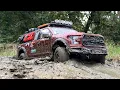 Scale FORD F150 Raptor Traction Hobby KM Rc Custom Red Color Muddy Off-road Driving 4X4 RC