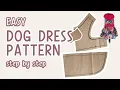 DOG DRESS PATTERN WITH HEART SHAPED COLLAR TUTORIAL MAKE PATTERN SHIHTZU SEWING EOMMA