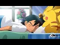 POKEMON DAWN USES PIKACHU TO WAKE ASH UP