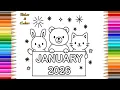 Relax Color New Year January 2026 Coloring Page Cute January Coloring Page Art