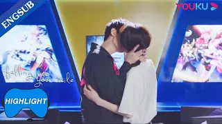 ai jia stops jin yangs speaking with a kiss falling into your smile youku