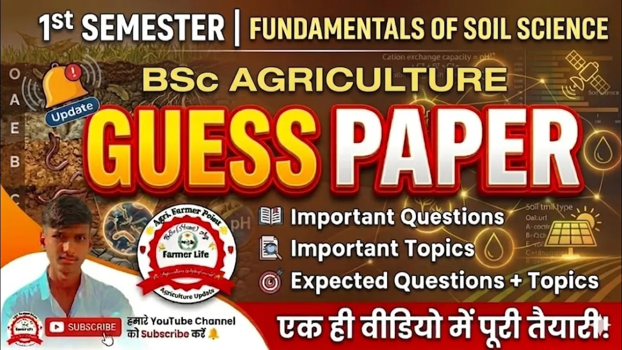 Fundamental of Soil Science Guess Paper || BSc Agriculture 1st Semester || Important questions ||
