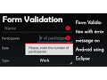 Android Form edittext Validation with error message using Eclipse