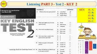 KET 2 Listening Part 3 Test 2 Transcript Key 
