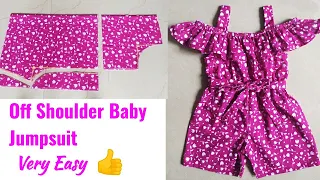 Off Shoulder Baby Jumpsuit dungaree Dress Cutting and Stitching