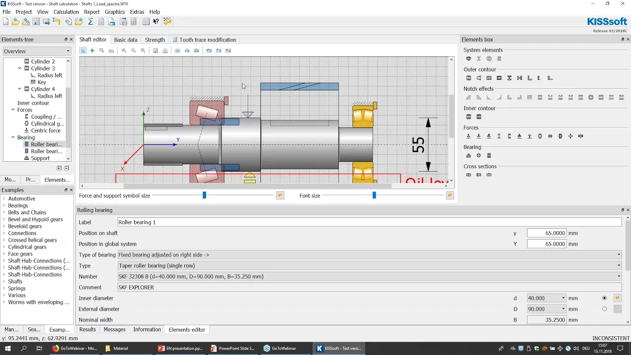 Web demo Shafts and Bearings Calculation