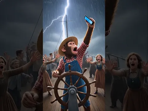 Monkey Steals a Ship and Saves the City! 🚢🤯 | Unbelievable Rescue Adventure! #shorts #monkey #ai