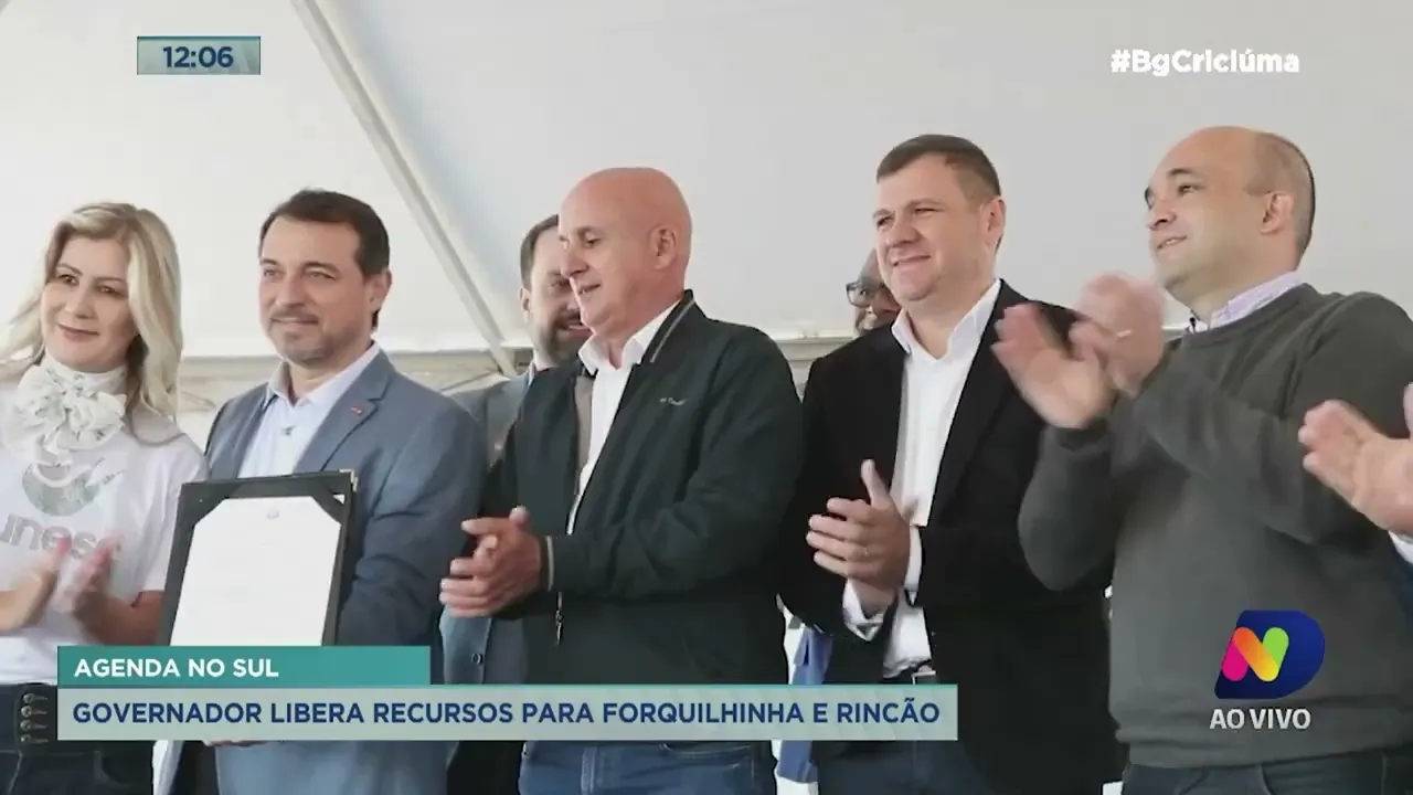 Governador libera recursos para Forquilhinha, Balneário Rincão, Criciúma e Siderópolis