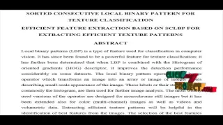 Sorted Consecutive Local Binary Pattern for Texture Classification Final Year Projects 2016