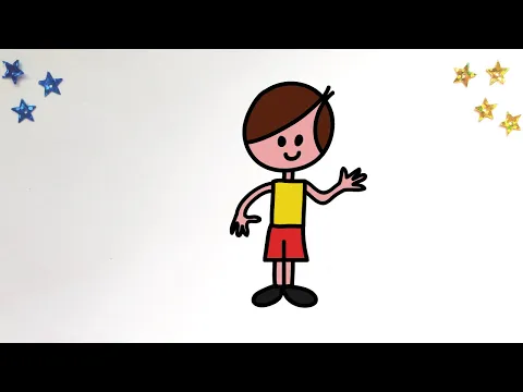 Download MP3 How to draw a BOY - Easy tutorial for Kids Toddlers Preschoolers