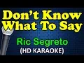 Download Lagu DON'T KNOW WHAT TO SAY - Ric Segreto (HD Karaoke)