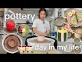day in my life at the POTTERY STUDIO mugs and dinnerware