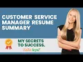 Customer Service Manager Resume Summary II How To Write Professional Headline - Talks Legal Tips