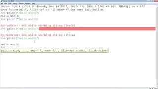 SyntaxError EOL while scanning string literal solved python errors