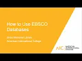 How to Use EBSCO Databases