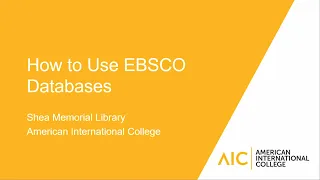 How to Use EBSCO Databases