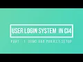 Part 1 User Login System in CodeIgniter 4 Demo and Project Setup