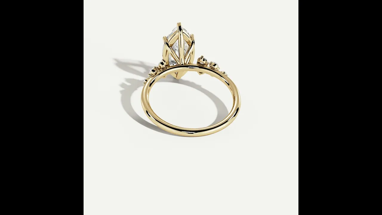 Elowen丨Marquise Lab Diamond Engagement Ring with Floral Diamond Cluster Accents