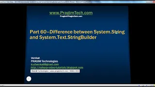 Part 60 C Tutorial Difference between String and StringBuilder