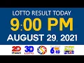 Lotto Results Today August 29 2021 9pm Ez2 Swertres 2D 3D PCSO