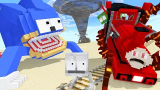 Shin Sonic And Choo Choo Charles Vs Twister | Train School - Minecraft Animation