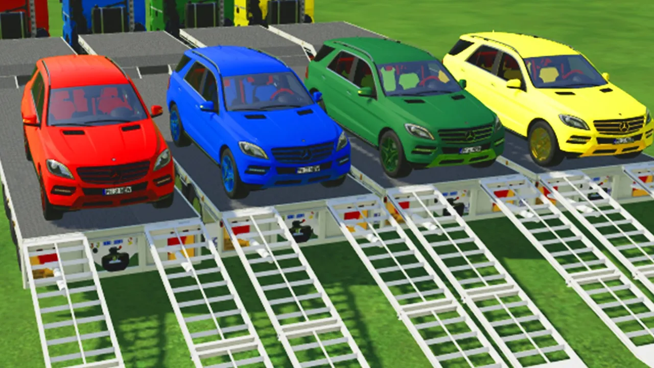 TRANSPORTATION OF A COLORED MERCEDES ML PICKUP TRUCK. PASSING PARKOUR. Farming Simulator 22!