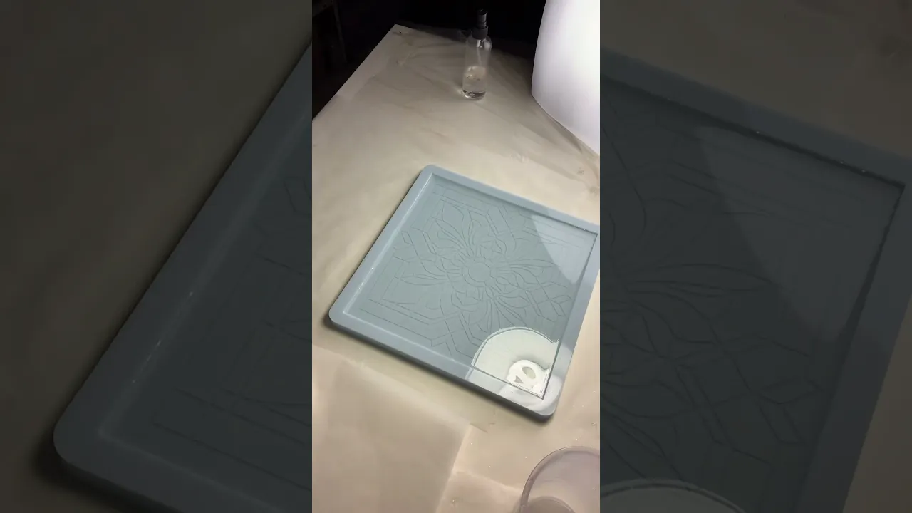 Square Holographic Lead Glass tray - Tiffany Flower