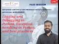 Paid Session Logging and Debugging in Python Exception handling in Python and best practices