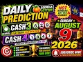 Daily prediction Georgia Lottery Cash 3 and Cash 4 August 9 2026