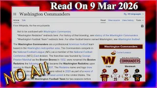 Washington Commanders No AI - 9 March 2026