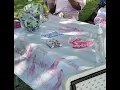 Fun Express Pink Ribbon Printed Plastic Tablecloth - Party Supplies