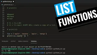 Python list - all functions clear extend append remove pop insert index