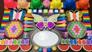 Giant Glitter Butterfly VS Oval Bowl Of Pure White Slime! #1421