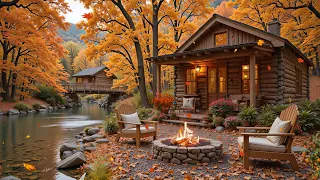 Beautiful Autumn Cozy Fireplace Lakeside Room Relaxing Piano Music For Working And Studying 