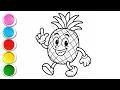 YUMMY FRUIT COLORING Fun Drawing Coloring for Kids and toddlers