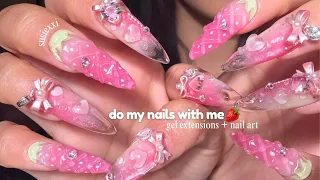 do juicy strawberry nails with me summer nails 3d nail art gel extensions