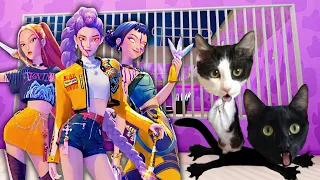 ESCAPAMOS de la PRISION de las GUERRERAS KPOP en Roblox pero jugando con mis gatos divertidos