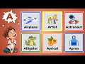 ABC Flash Cards Words for Toddlers Alphabet Words A to Z Learning Words for Toddlers