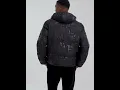 Lagu EA7 EMPORIO ARMANI All Over Print Padded Jacket Hooded Men Shiny Black | JD Sports