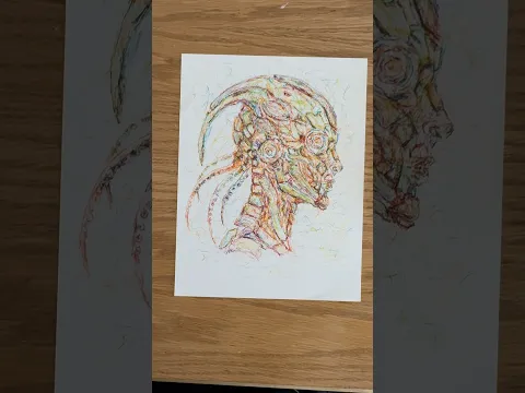 Robot Art! #robotart #robotdrawing #cyborgart #cyberpunkart #contemporaryart #contemporaryartgallery