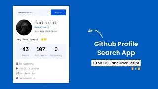 Github Profile Search App in HTML CSS JavaScript Doxa Dev