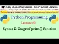 Python Tutorial - Print Function Hello World Program Python Tutorial Hindi