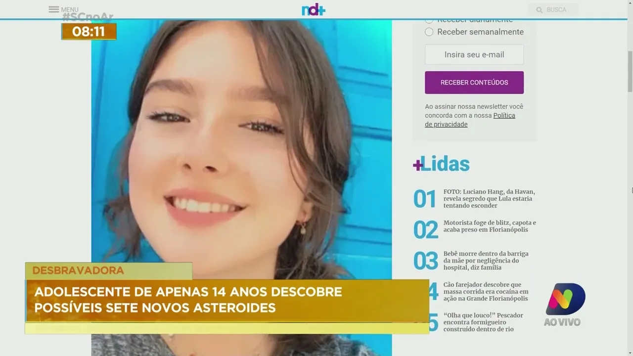 Adolescente de apenas 14 anos descobre possíveis sete novos asteroides